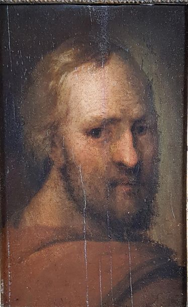 null Ecole italienne du XVIIIe dans le goût de Bassano.
Portrait d'homme.
Peinture...