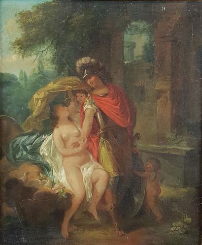 null Ecole française du XVIIIe siècle
Renaud et Armide.
Huile sur toile.
28 x 34...