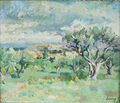 null Abel LAUVRAY (1870-1950)
Les oliviers à Villeneuve les Avignon.
Huile sur isorel...
