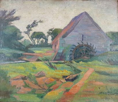 null Luc CHARON (1861-1923)
"Moulin de Beuzec". 
Huile sur toile (petit accident)...