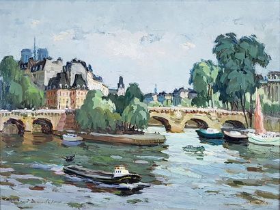 null Pierre BOUDET (1915-2010)
"Paris le Pont Neuf au Printemps", 1977.
Huile sur...