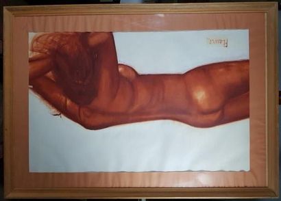 null FLAURE (20th-21st century). Lying nude. Sanguine signed lower right. 66 x 103...