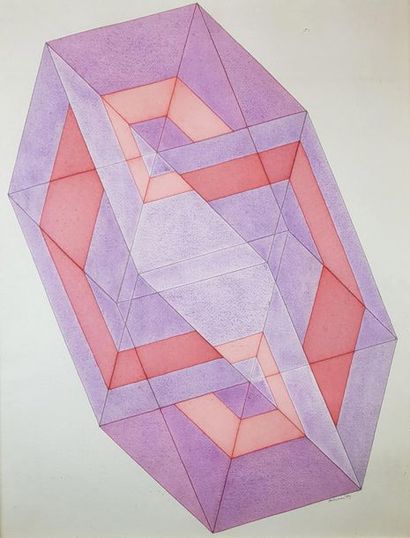 null Ronald ABRAM (1938-1999)
Figure géométrique, 1969.
Aquarelle et crayon signé...