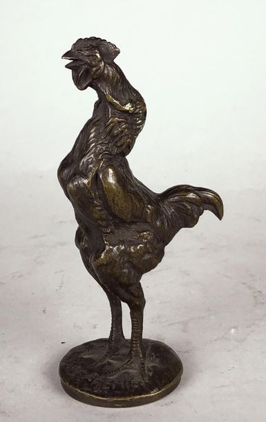 null Emmanuel FRÉMIET (1824-1910)
Le coq.
Epreuve en bronze à patine brun clair nuancé....