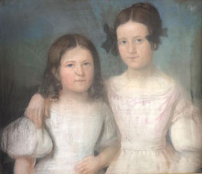 Ecole du début du XIXe siècle Deux fillettes....