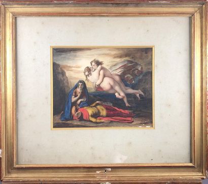 null DEVERIA (attribué à)
La mort de Dante.
Aquarelle.
20,5 x 26 cm