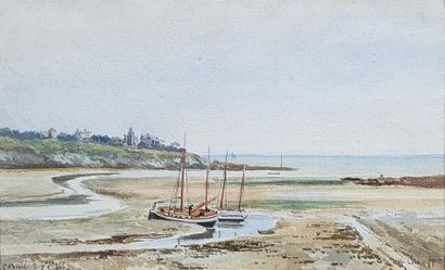 null Henri CHOUPPE (1817-1894)
La baie de Pornic, 1889.
Aquarelle située, datée et...