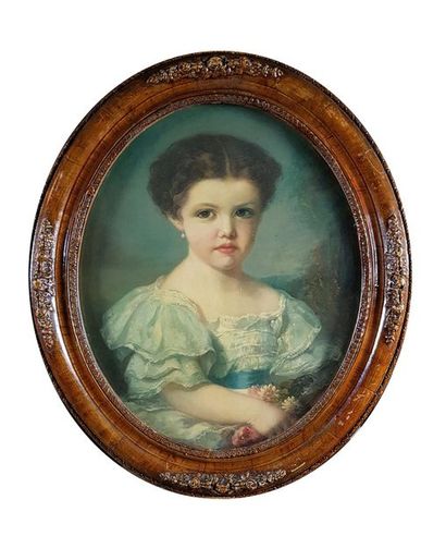 Ecole du XIXe siècle Portrait de jeune fille....