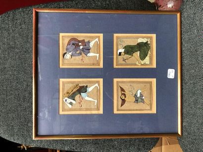null Six Persian miniatures in three frames. 11.5 x 6 cm; 7 x 11 cm and four times...