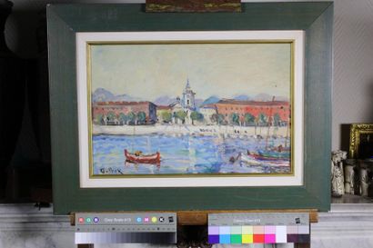 null Herand GULBENKIAN (1880-1968). Port andalou. Huile sur panneau signé en bas...