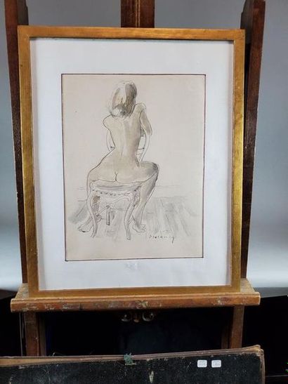null Pierre LELONG (1908-1984). Femme nue de dos. Aquarelle signée en bas à droite....