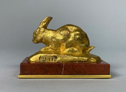 null Antoine-Louis BARYE (1795-1875)
Lapin oreilles dressées.
Epreuve en bronze à...