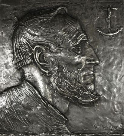 null Constantin MEUNIER (1831-1905)
Profil de pêcheur.
Bas-relief en étain. Fonte...