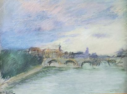 null André BARBIER (1883-1970)
La Seine au crépuscule.
Pastel signé en bas à gauche.
22,5...