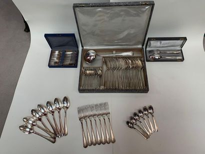 null Lot of silver plated metal including a housewife and various cutlery including...