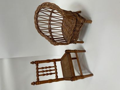 null Two doll seats. One in wicker, the other in cane (an accident).