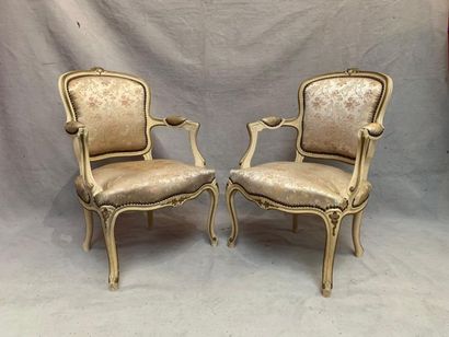 null Two Louis XV style convertible armchairs