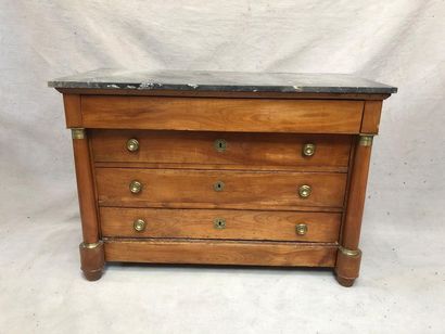 null Chest of drawers with detached cherry wood columns opening with four drawers....