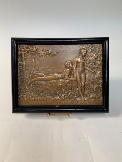 null "Sweetness of life." Titled bronze bas relief.
