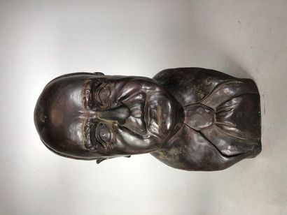 null CROEL. Male bust. Bronze patina signed. H : 37 cm