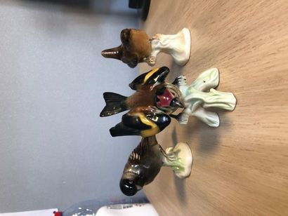 null Set of three German porcelain bird figurines