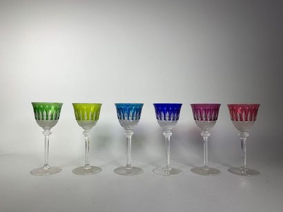 null SAINT LOUIS. Set of six Rhine wine glasses model TOMMY in crystal with double...