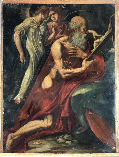 null School of the 17th century
Saint Jerome and Deposition of the Cross.
Two oils...