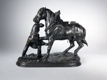 null Pierre LENORDEZ (1815-1892)
The blacksmith.
Bronze proof with a shaded brown-green...
