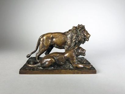 Antoine-Louis BARYE (1795-1875) Lion debout...