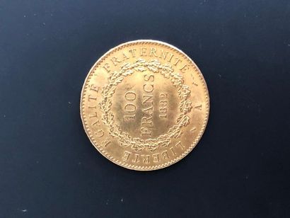 null Gold coin of one hundred francs to the Genius of Liberty, 1882.