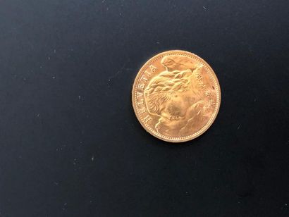 Gold coin of twenty Swiss francs Vreneli,...
