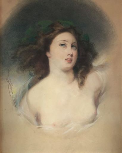  Edmond JEWRIN (19th century) Woman with bare bust, 1840. Pastel signed and dated...