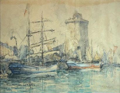 null Georges ROSE (1895-1951)
La Rochelle.
Watercolor signed lower right and signed...