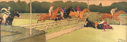 Harry ELIOTT (1882-1959) Jumping the river. Lithograph signed in the lower right...