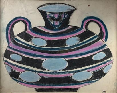Marcel BURTIN (1902-1979) Vase à anse mauve,...