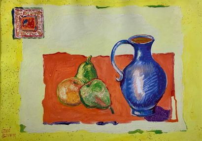 null Armand BOUVIER (1913-1997) Still
life with pitcher and fruits.
Oil on paper....
