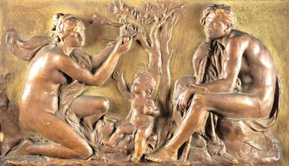 null Jules FRANCESCHI (XIXth century)
Scenes in the antique style.
Pair of wax bas-reliefs...