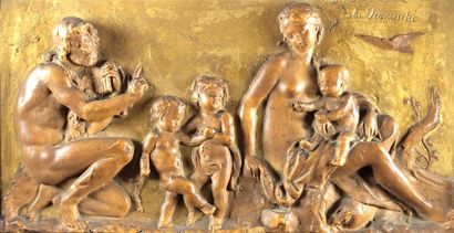 null Jules FRANCESCHI (XIXe siècle)
Scènes à l’antique.
Paire de bas-reliefs en cire...