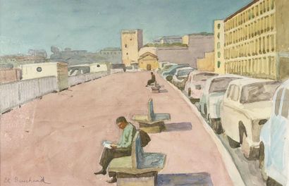 null Etienne BOUCHAUD (1898-1989)
Sur le port d'Alger. 
Aquarelle signée en bas à...