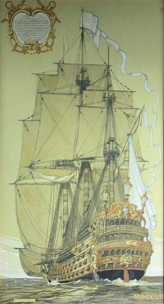 null D'après Jean-François DURAND-CHAPRON (1894-1977)
Vue d'un vaisseau.
Gravure...