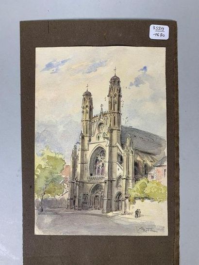 null Albert ROBIDA (1848-1926)
Vue de Neyon, de Tracy et deux vues d'église.
Quatre...