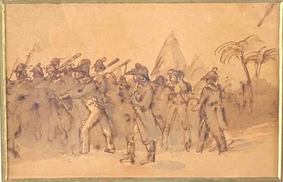 null French School of the 19th century
Soldiers of the Empire at the Pyramids. 
Ink...