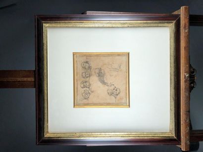  Flemish school of the 17th century Study of apostles' heads. Ink wash. 17 x 17 ...