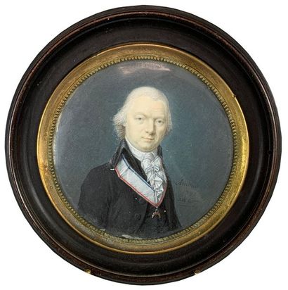  ARNOUD (XVIIIe siècle) "Portrait de Monsieur Bucquet", 1797. Miniature signée, datée,...