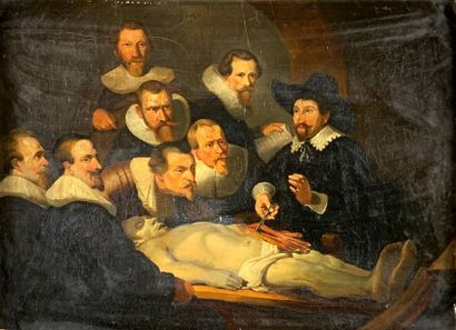 null REMBRANDT VAN RIJN (1606-1669) (based on)
The anatomy lesson.
Oil on canvas.
29...