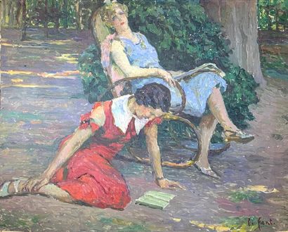 null Constantin FONT (1890-1954)
Dans le parc.
Huile sur toile signée en bas à droite.
50...