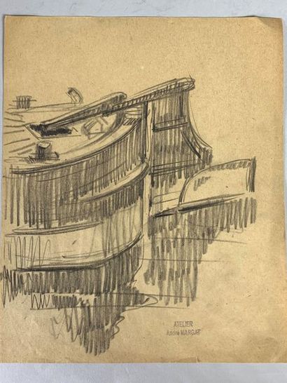 null André MARGAT (1903-1999)
Etudes de bateaux et paysages.
Quatre dessins au crayon...