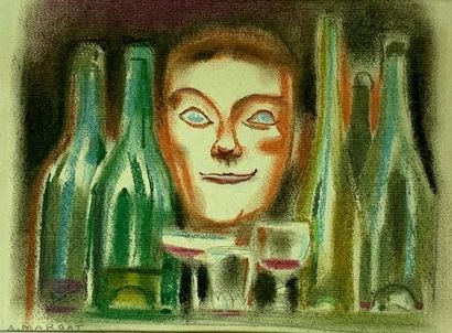 André MARGAT (1903-1999) Alcools. Deux pastels...