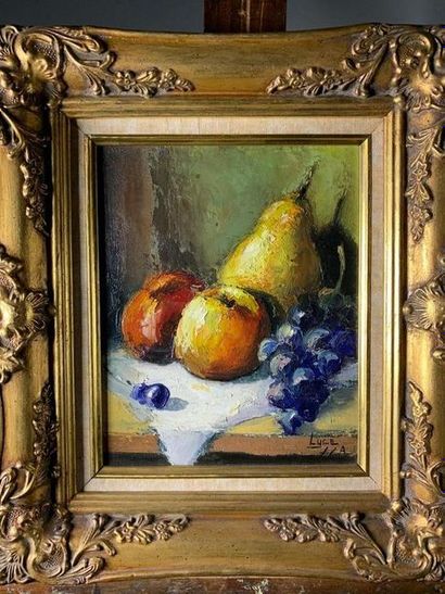 null LUCE dit Alain ROSTAND (1947)
Still life. 
Oil on panel signed lower right....