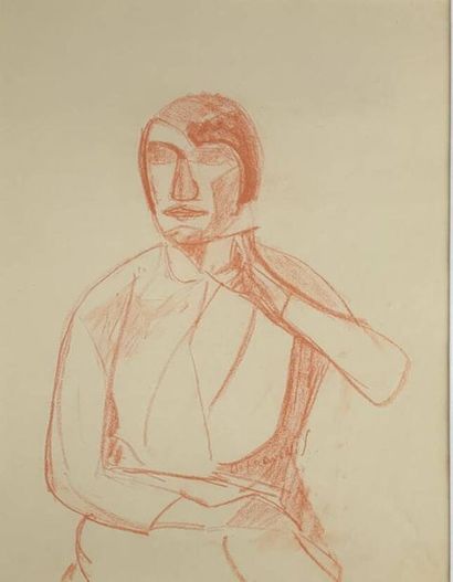 null Anne FRANÇAIS (1909-1995)
Portrait de femme.
Sanguine sur papier signé au milieu.
40...